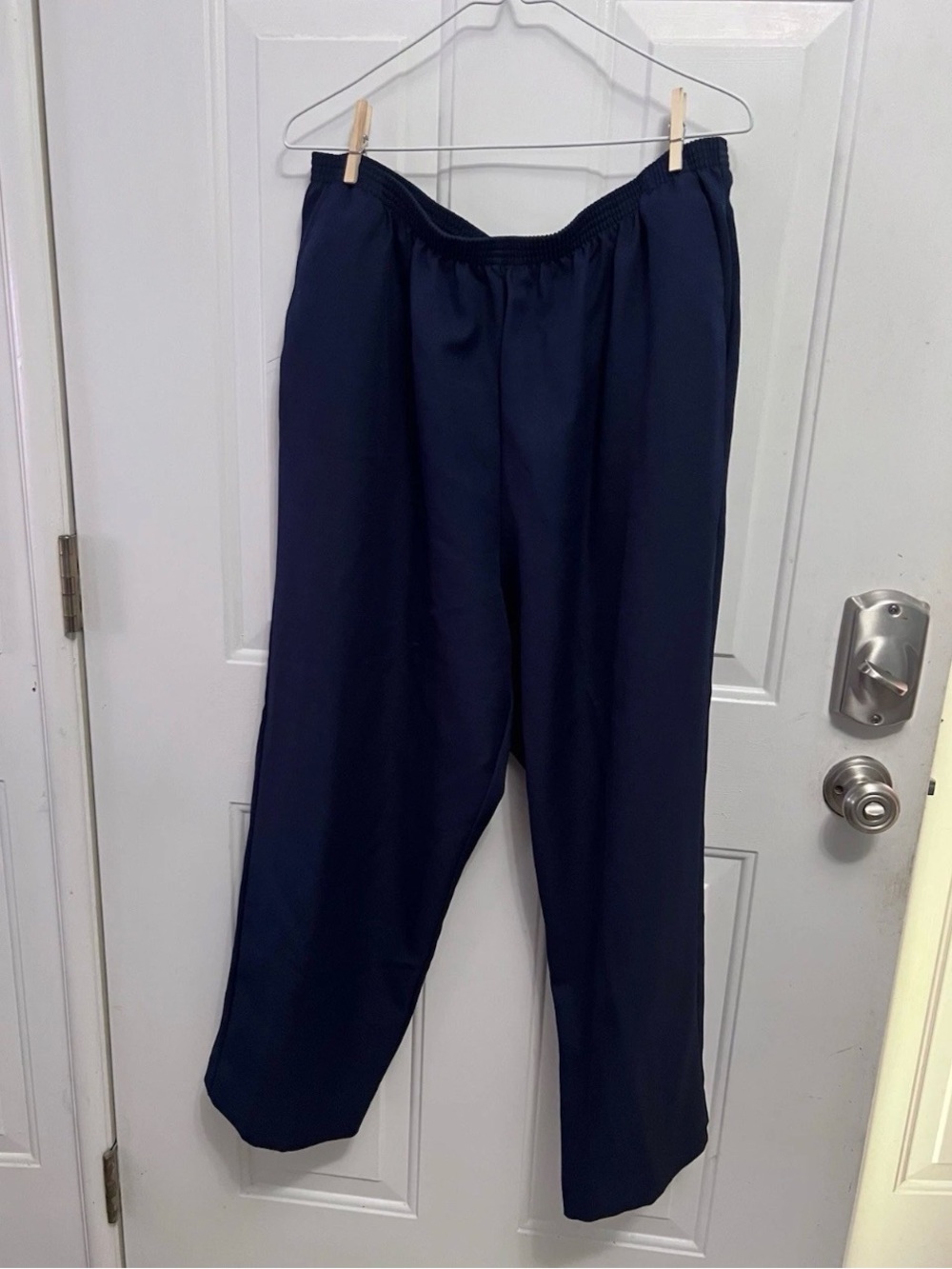Alfred Dunner 24W Navy Pull On Pants Elastic Waist Pockets 28” inseam